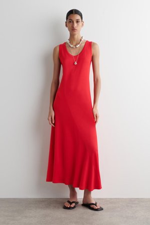 COS Femme Robe Midi Asymétrique En Jersey Dress in Rouge