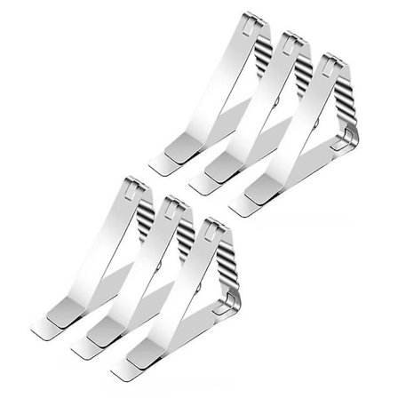 Dukklämmor i rostfritt stål, vågformade, 6-pack, silverfärgade, för bordstjocklek mindre än 4,5 cm