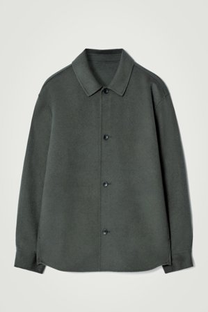 COS Men's Double Faced Wool Overshirt in Green