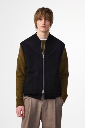 NN.07 Boiled 6398 Vest Male Black Merino Wool