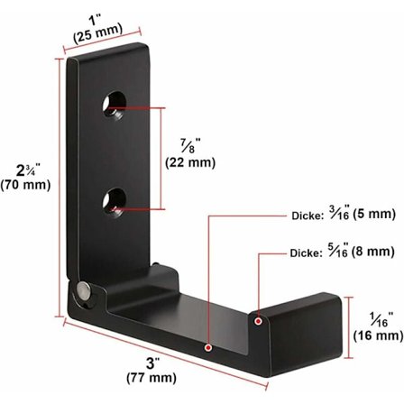 Alumiiniseosseinäkoukku 90° taittuva naulakko ruuveilla