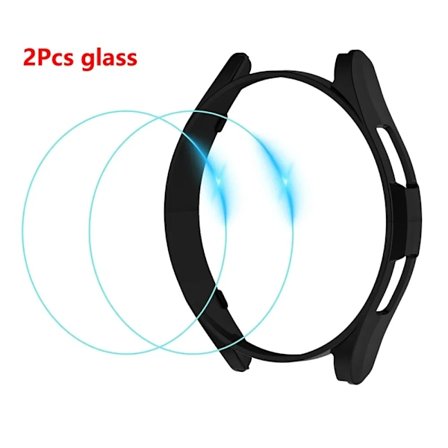 2 ST Glas+Fodral för Samsung Galaxy Watch 6 Classic 43mm 47mm Vattentätt PC Stötfångarskydd+Skärmskydd Galaxy Watch6 40mm 44mm