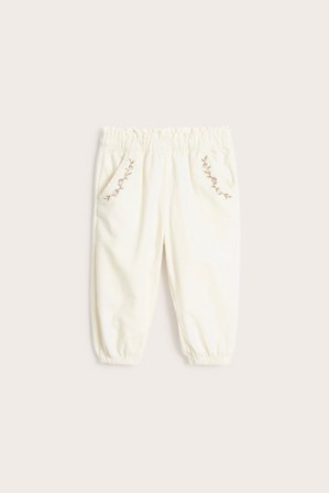 Newbie | Manchesterbukse med brodering | Lys beige