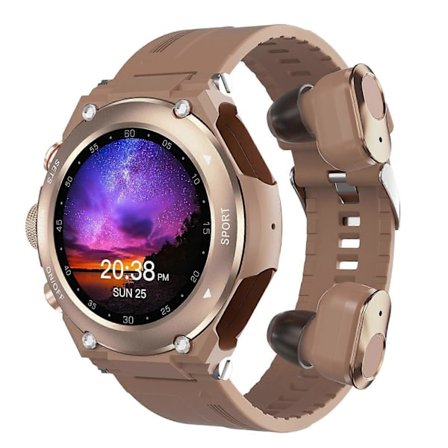 T92 Smartwatch med Earbuds MP3 Bluetooth-øretelefoner 3--1 1,28-tommer Smartwatch med indbyggede trådløse Earbuds Højttaler Cirkulær Fitness PUW2914