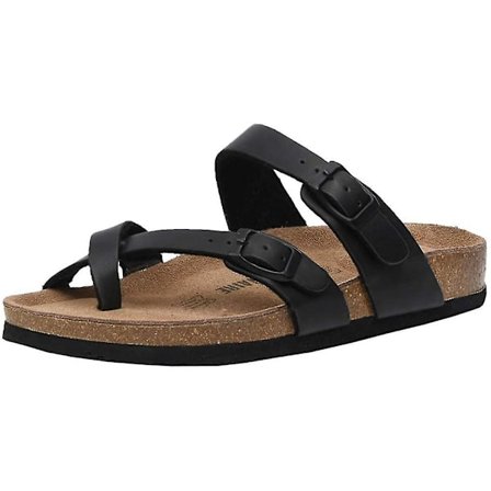 Sandaler med sklisikker såle for kvinner, justerbar korkfotseng