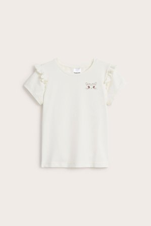 Kappahl | Röyhelösomisteinen treenipaita | Luonnonvalkoinen