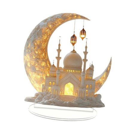 Eid Mubarak Dekor Fotorekvisita Ramadan Ornament för Skrivbord Hyllor Skåp