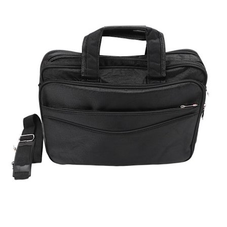 Svart 15-tommers forretningslaptop skuldertaske kontor reise vannavstøtende utvidbar laptop mappe svart 15-tommers