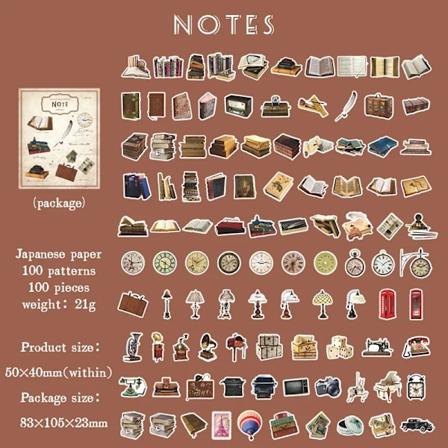 Journamm 100 kpl / laatikko söpöjä kasveja Mini laatikko tarroja Diy Scrapbooking Materiaali sisustus Junk Journal Kawa Iii Paperitarra tarra C