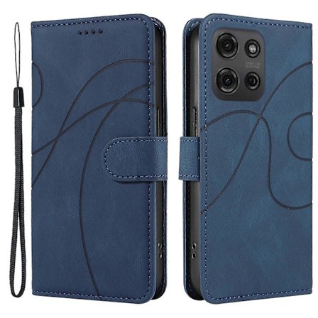Til Motorola Moto G75 5G Etui Stand Læder Telefon Cover Buet Linje Håndledsrem