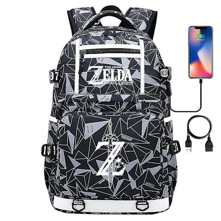 Breath Of The Wild Eye Spelfans USB Ryggsäck - Cosplay Student Skolväska För Unisex - Rese Dator Laptop Väskor