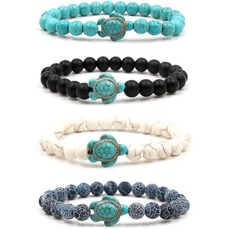 4 kpl 8 mm Ocean Sea Turtles -helmiä rannekoru turkoosi laava köysi, ZQKLA