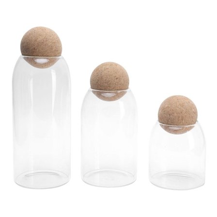 3Set Rund Förseglad Burkar Transparent Förvaringslåda Teset KLB