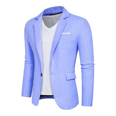 Herre Blazer Slim Fit Jakke, Enkeltspent Blazer med Én Knapp