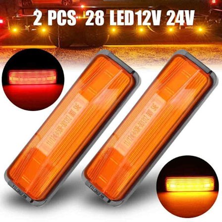 2x Rød/Rav 28 LED Blinklys Baglygte Sidemarkering Lys