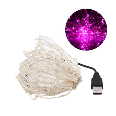 Färgglada LED-koppartrådslampor Batteridriven Vattentät Jul Dekorativ Lampa för Hemträdgård pink