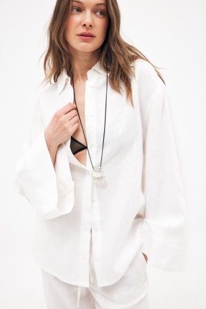 Premium Selection Linen Wide Sleeve Shirt - Skjorter - Hvid - EU 40