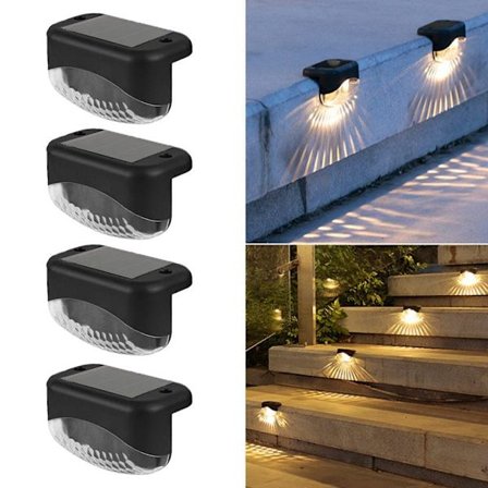 8-pakning solcelledrevne LED-trappe- og vegglamper utendørs, vanntette lamper for gjerde og gangvei_OF