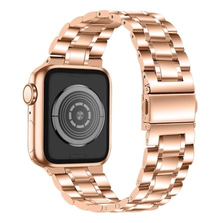 Apple Watch Series 8 (45mm) / Watch Ultra klockarmband i rostfritt stål med 5 pärlor - Roséguld