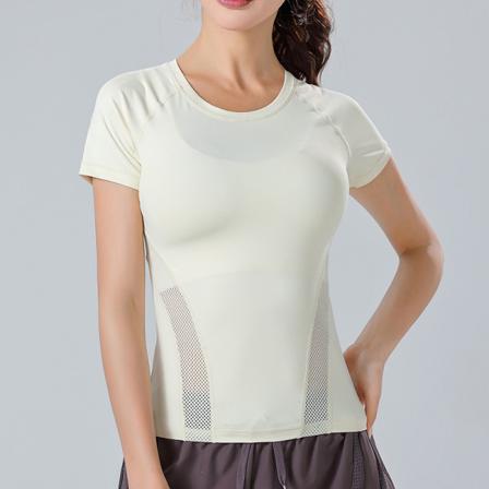Kvinnor Kortärmade Yogatröjor I Enfärgad T-shirt