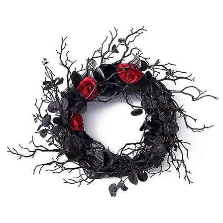 40 cm Halloween Krans Simulation Ros Krans Hängande Dekoration För Ytterdörr