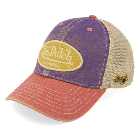 Von Dutch - Lila trucker Keps - Oval Patch Beige/Purple/Red A-Frame Trucker @ Hatstore