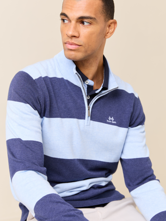Jean Paul - Gerard stripet zipneck - Herre - Blå - Gensere - S