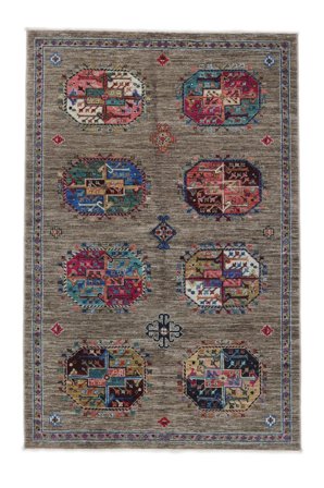 Shabargan Rug Hand Knotted 124X186 Brown/Black Afghanistan
