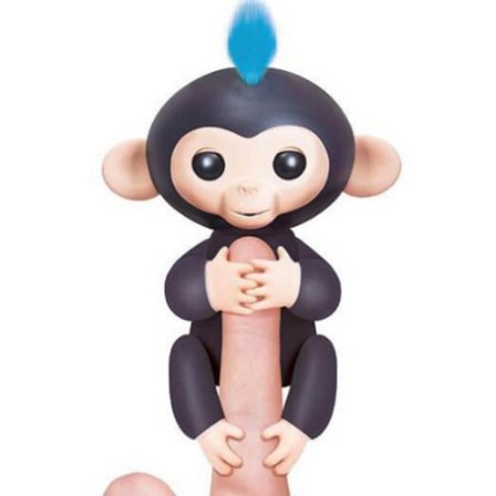 Finger Monkey Docka - Hänger på ditt finger - Kommunicerar genom ljud och reaktioner - Batterier ingår - Interaktiv leksak för barn svart