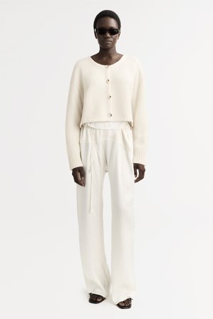 Soft Goat - Short Cardigan - Strickjacke aus Kaschmir - L - Feather White