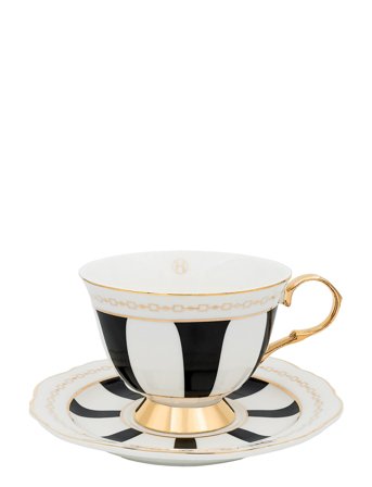 Hilke Collection Cup With Saucer - Strisce Nero - Multi/patterned - 22 CL