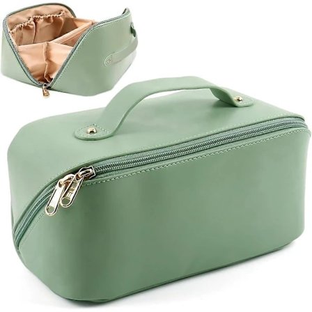 【PP】Kosmetikkveske med stor kapasitet, kosmetikkoppbevaringsveske med håndtak, bærbar kosmetikkveske med glidelås, toalettmappe