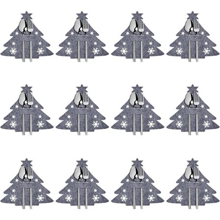 Grå juletre - Sett med 12 julebestikkholdere, Chris