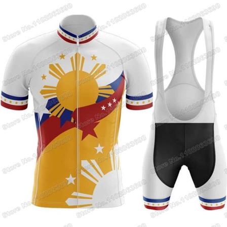 2023 Filippinerne Cykeltrøje Sæt Sommer Pilipinas Cykeltøj Mænd Road Bike Shirt Suit Cykel Bib Shorts MTB Sportswear 10 4XL
