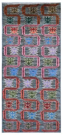 Berber Colourful Teppe 79X180Løpere Mørk Grå/Mørk Rød Ull, Afghanistan