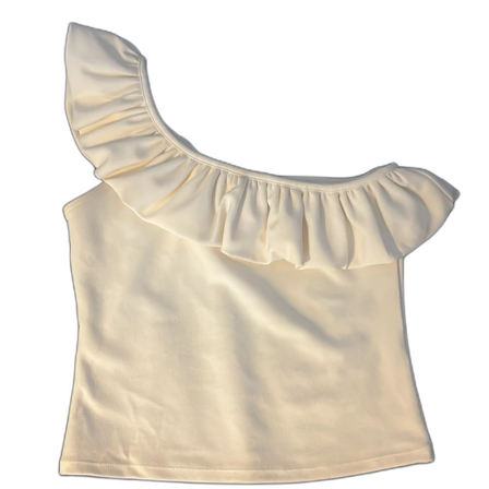 Vit oneshoulder topp med volang