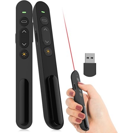 Esitysklikkeri, langaton esityksenohjain punaisella valolla, hyperlinkillä, äänenvoimakkuuden säädöllä - 2,4 GHz PowerPoint-klikkeri luokkahuoneeseen