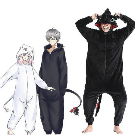 Uusi Kuinka kouluttaa lohikäärmeesi Onesies Flannel Pyjama Aikuiset Lapset Halloween Juhlat Cosplay Puku Hyppypuku E46762ac Black M (156-165cm)