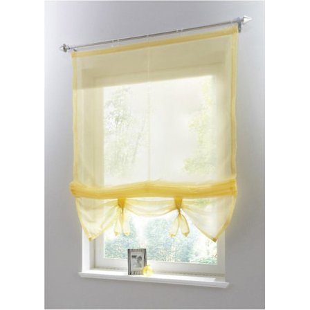 Gul, BxH 140 x 155 cm 1-delt Rullegardin med løkker, gardiner, køkken, transparent, løkkegardin, gardiner, moderne voile