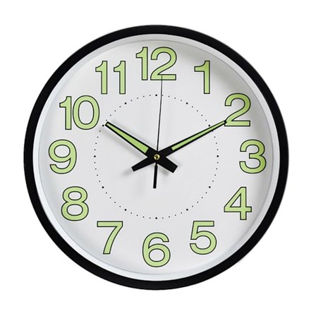 Lysende 12 tommer minimalistisk rundt kvarts vægur til soveværelse stue sort