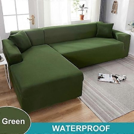 Vattentätt Sofföverdrag 1/2/3/4-sits Sofföverdrag för Vardagsrum Elastiskt Enfärgat L-format Hörnsofföverdrag för Soffa Fåtölj-Xin