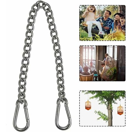 Hengekjedestol kjede, kjede med to karabinkroker, svingkroker, 66 cm rustfritt stål hengekjedestol kjede med to karabinkroker for innendørs utendørs 