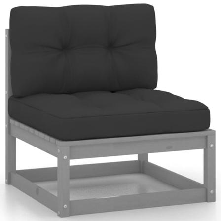 Vidaxl Loungegrupp Med Dynor 3 Delar Grå Massiv Furu Grå