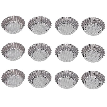 12 stk. Egg Tart Form Rund Kakeform Rustfritt Stål Cupcake Form Bakeverktøy for Kjøkken Dessertbutikk