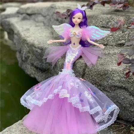 45 cm/17,71 tum förtrollande prinsesssjöjungfrudocka - perfekt födelsedagspresent för flickor och barns låtsaslek Husdressleksak PURPLE