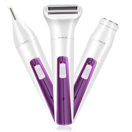Epilator för kvinnor LUNAVO ansikte ögonbryn ben intim bikini rakhuvud trimmer 3 i 1 långvarig 60 min lila
