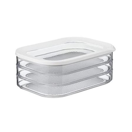 1,6l med 3-lags kjøttstykker Oppbevaringsboks Lufttett lokk Oppvaskmaskin Tåler 3-lags Crisper