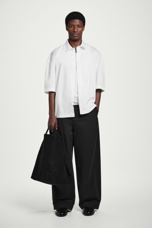 COS Men's Boxy Short-Sleeve Cotton Shirt in White