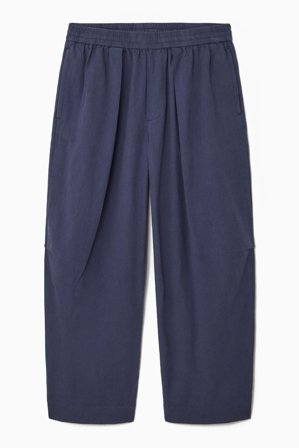 COS Herren Chambray-Hose Mit Weitem Bein Und Falten - Blau