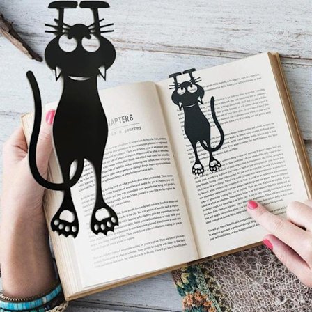2PC Black Cat Book Holder For Book Papers Creative Gift - on stock